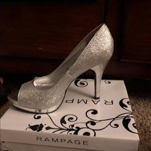 Silver sparkle heels,